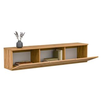Dmora Mueble Tv Marazzi, 3 Compartimentos, 3 Puertas, Apertura Abatible, 160x32x35h Cm Roble Marr&oacute;n