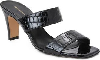 Bruno Magli Vezza Embossed Slide Sandal in Black Patent/Croc at Nordstrom, Size 10.5