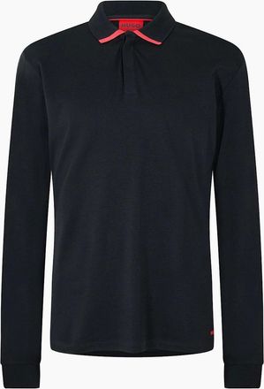 HUGO BOSS Mens Long Sleeve Collared Polo Shirt - Black - Size: 42