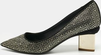 Nicholas Kirkwood Black/gold Diamond Quilt Jacquard Pointed Toe Pumps