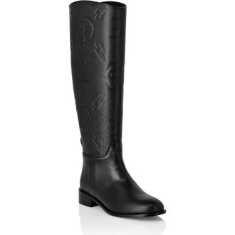 Philipp Plein Leather Lo-Heels Mid Boots Monogram Women in Black at Nordstrom, Size 37