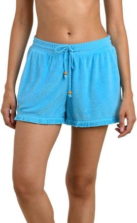 La Blanca Wild Beach Fringe Drawstring Shorts in Sky at Nordstrom, Size X-Small