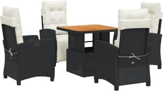 vidaXL Set De Muebles Jard&iacute;n 5 Pzas Con Cojines Rat&aacute;n Sint&eacute;tico Negro Vidaxl