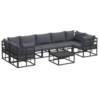 Berkfield Home Garden Sofa Set 8 pcs Black Aluminium