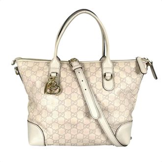 Gucci Beige Leather Shoulder Bag Tote Bag (Pre-Owned)