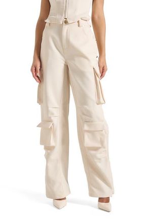 Mani&egrave;re De Voir Emilie High Waisted Utility Cargo Pants in Cream at Nordstrom, Size 10