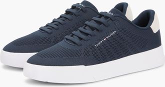 Tommy Hilfiger Mens TH Court Knit Trainers in Dark Blue Recycled Material - Size UK 10.5