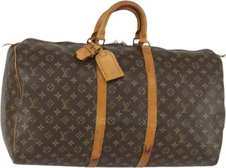 Louis Vuitton Keepall Bag Monogram Canvas Brown Canvas Handbag (Pre-Owned)