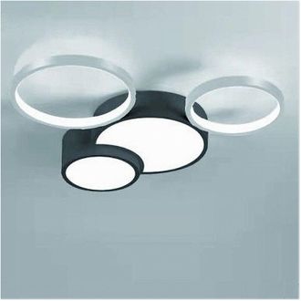 Trade Shop Trade Shop Traesio - Plafoniera Led 36w 4 Cerchi Argento Nero Lampada Soffitto Moderno Luce 6500k 70944