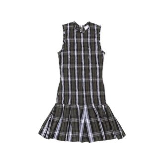 Patou Shirred Tartan-check Mini Dress