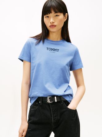 Tommy Jeans Kurzarmshirt TOMMY JEANS TJW REG ESSENTIAL LOGO 2 TEE EXT, Damen, Gr. XXL (44), light horizon blau, Single Jersey, Obermaterial: 100% Baumwolle, bedru