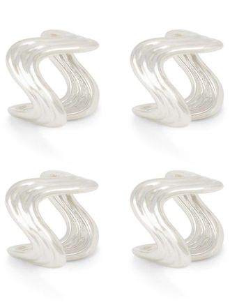 L'OBJET Set di 4 anelli per tovaglioli Ripple - Argento