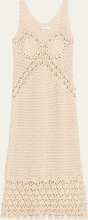 Paco Rabanne Embellished Textured Crochet Knit Midi Dress