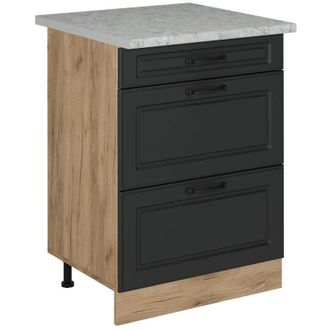 Vicco Mueble Bajo De Cocina R-line, Antracita Casa De Campo, 60 Cm Et M&aacute;rmol, Vicco