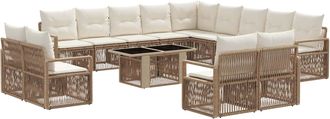 vidaXL Conjunto De Sof&aacute;s De Jard&iacute;n 14 Uds. Beige Y Blanco Crema Vidaxl