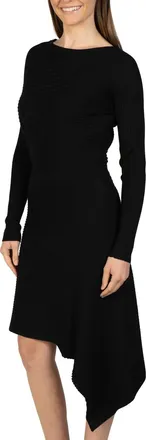Love Token Asymmetrical Knit Midi Sweater Dress In Black