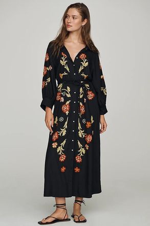 The Great. Embroidered Midi Dress