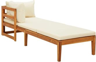 vidaXL Tumbona 1 Reposabrazos Con Cojines Crema Madera Maciza Acacia Vidaxl