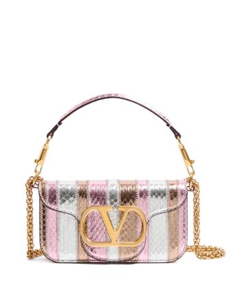 Valentino Garavani small Loc&ograve; laminated VLogo tote bag - Pink