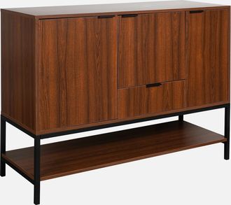Sweeek Aparador De 3 Puertas De Madera De Nogal Y Metal, 110cm
