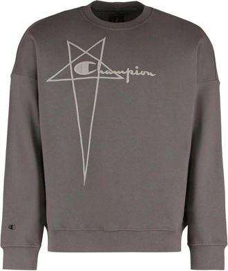 Rick Owens Crewneck Sweatshirt - Heren - Sweatshirts - Grijs - 2XL - Katoen - Hoodies & sweatvesten