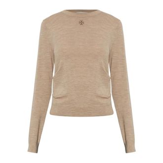 Tory Burch T Logo Wol Trui - Dames - Truien - Beige - Maat: L Wol
