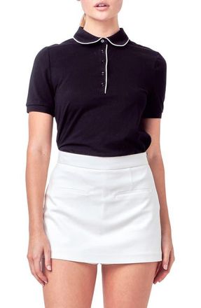 English Factory Piped Polo Shirt in Black at Nordstrom, Size Medium