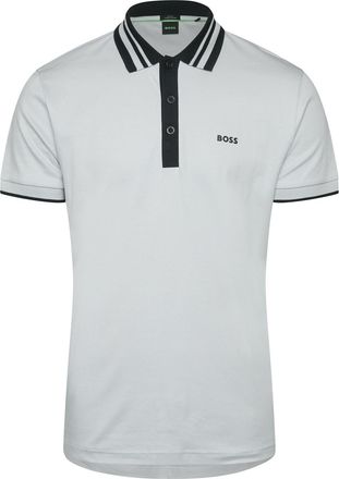HUGO BOSS Herenpolo van Boss Paule met gestreepte kraag in grijs