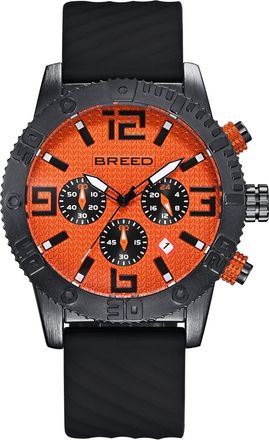 Breed Double Agent Chronograph Watch, Black Silicone Strap, 44 mm