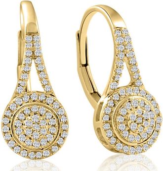 Pompeii3 3/8Ct Halo Diamond Hoops With Lever Backs in White or Yellow Gold 18mm Tall