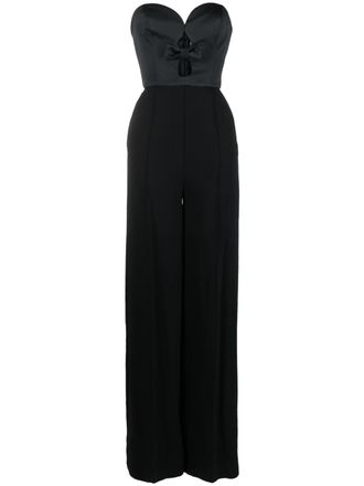 Elie Saab bow-detail cut-out taffeta jumpsuit - women - Acetate/Elastane/Polyester/Viscose - 36 - Black