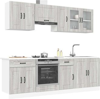 vidaXL Mueble Cocina Kalmar Sonoma Gris 8 Pzas Madera Contrachapada Vidaxl