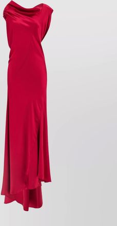Alberta Ferretti satin draped floor-length dress with asymmetric neckline