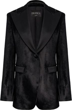 Dondup Single-breasted fluwelen blazer - Dames - Blazers - Zwart - S - Satijn - Jassen