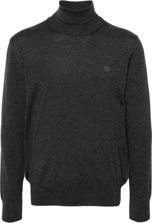 Etro Sweaters - Heren - Coltruien - Grijs - XL - Wol - Truien & Vesten