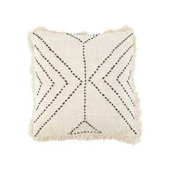 Bazar Bizar Funda de coj&iacute;n de algod&oacute;n en marr&oacute;n y negro 50x50x10 cm