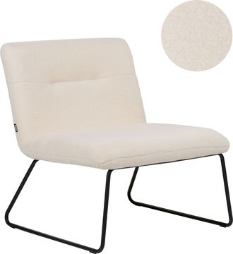 Beliani Beliani - Silla Sill&oacute;n Asiento Ancho Dise&ntilde;o Cl&aacute;sico Vintage Estructura De Metal Negro Tapicer&iacute;a Boucl&eacute; Blanco Cotulla