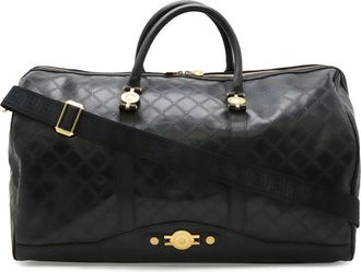 Versace Black Coated Canvas Leather Boston Bag (Pre-Owned)