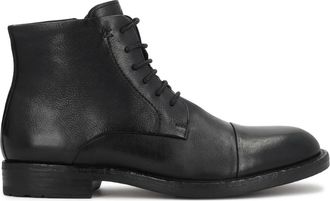 Kazar Klassieke Platte Enkellaarsjes - Heren - Veterlaarzen - Zwart - 46 EU - Leer - Schoenen