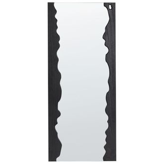 Beliani Beliani - Espejo De Pared Moderno Colgante Decorativo 175 X 75 Cm Marco De Madera Forma Irregular Negro Saullcet