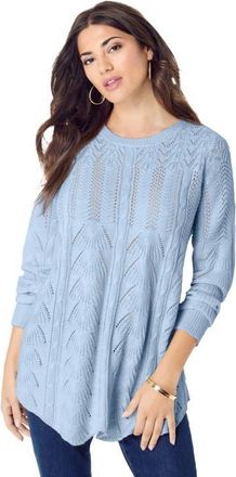Roaman's Scallop Hem Pointelle Sweater in Pale Blue at Nordstrom, Size 12