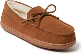 Dearfoams Mens Douglas Genuine Suede Moccasin House Shoe Slipper