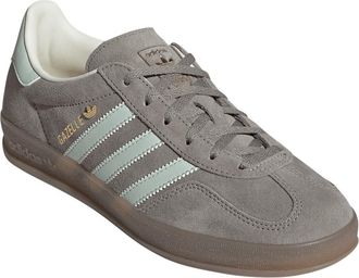 adidas Gazelle Indoor Sneaker in Silver Pebble/Green/Gum5 at Nordstrom, Size 10.5