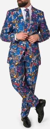 OppoSuits x Transformers Slim Fit Two-Piece Suit & Tie Set in Blue Multi at Nordstrom, Size 46Regular