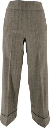 D.exterior Grijze Cropped Broek voor Vrouwen - Dames - Straight fit broeken - Grijs - M - Broeken