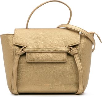 Celine Pre-owned Womens Belt Bag Top Handle Crossbody - Sage Green Leather - One Size