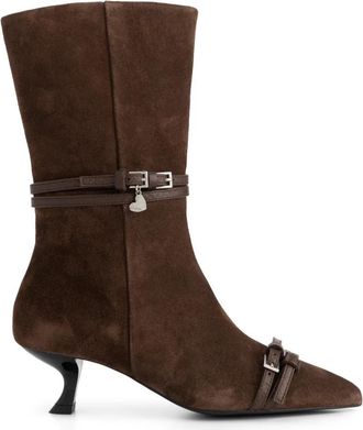 Fab By Fabienne Chapot Dottie Enkellaarsjes - Dames - Laarzen met Hak - Bruin - 38 EU - Leer - Schoenen
