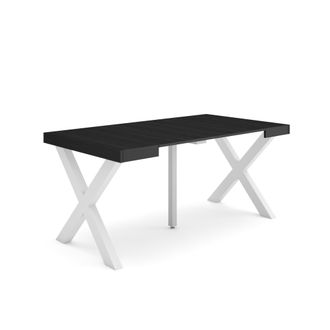 Skraut Home Mesa Consola Extensible, Mesa Comedor Plegable, 160, Para 8 Comensales, Patas Madera Maciza, Estilo Moderno, Negro - Skraut Home