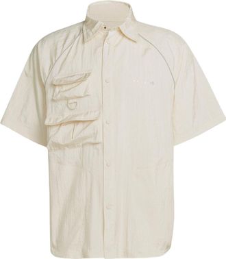 adidas Mens adidas originals Solid Color Single Breasted Short Sleeve Beige Shirt HK2734