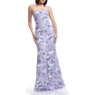 Dress The Population Sheridan Sequin Strapless Mermaid Gown in Lilac Multi at Nordstrom, Size Medium